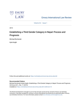 Establishing a Third Gender Category in Nepal: Process and Prognosis