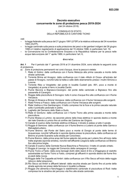 923.250 Decreto Esecutivo Concernente Le Zone Di Protezione Pesca 2019-2024
