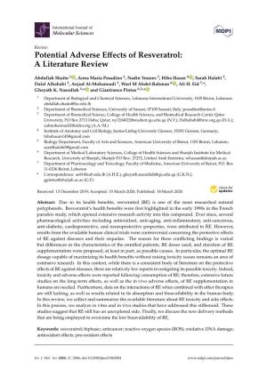 Potential Adverse Effects of Resveratrol: a Literature Review