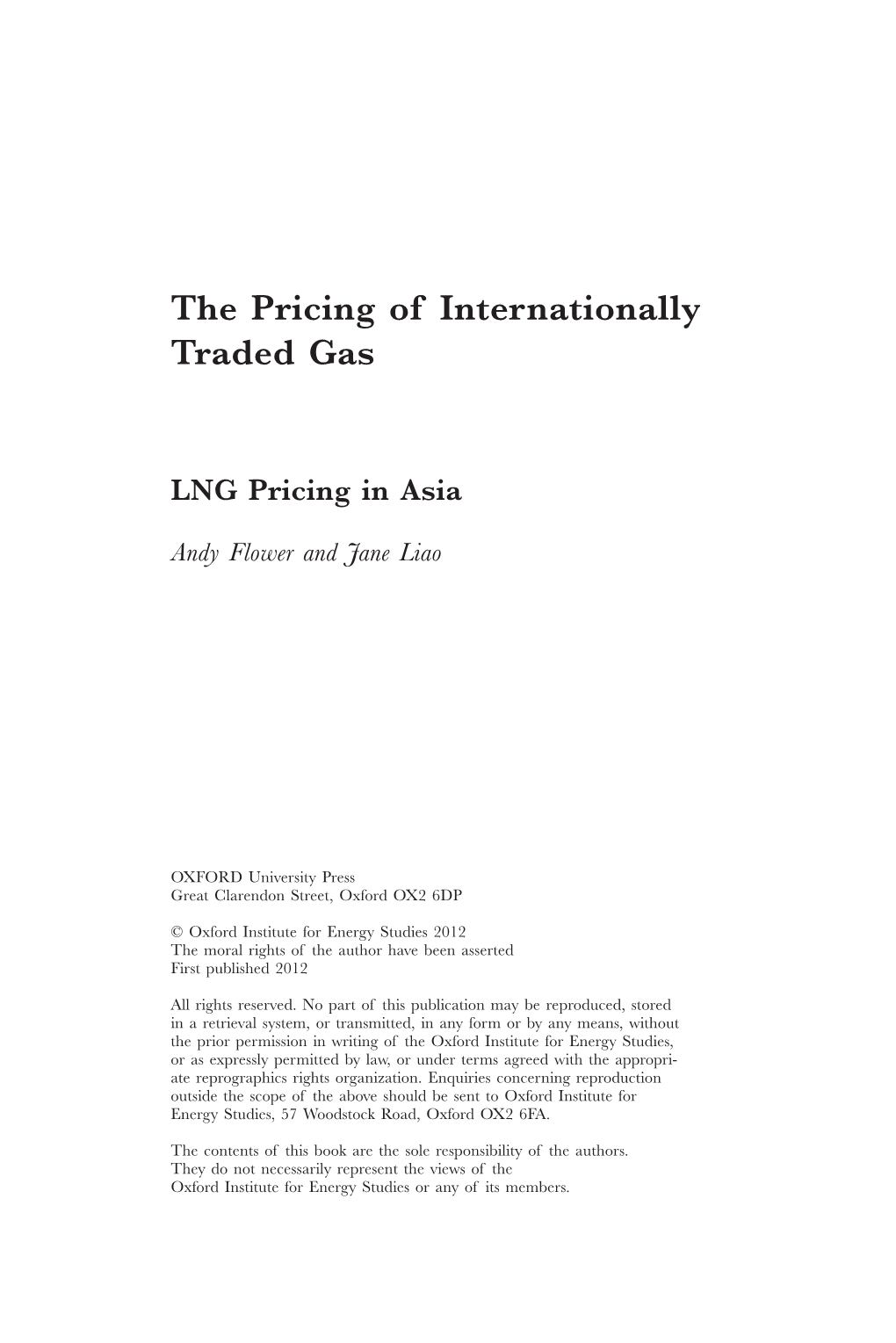 The Pricing of Internationally Traded Gas