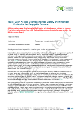 Open Access Chemogenomics Library and Chemical Probes for the Druggable Genome