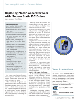 Replacing Motor-Generator Sets with Modern Static DC Drives by Jim Papez and Mark Kobiske