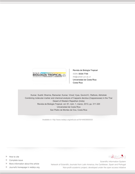 Redalyc.Combining Molecular-Marker and Chemical Analysis of Capparis Decidua (Capparaceae) in the Thar Desert of Western Rajasth