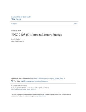 ENG 2205-001: Intro to Literary Studies Randy Beebe Eastern Illinois University