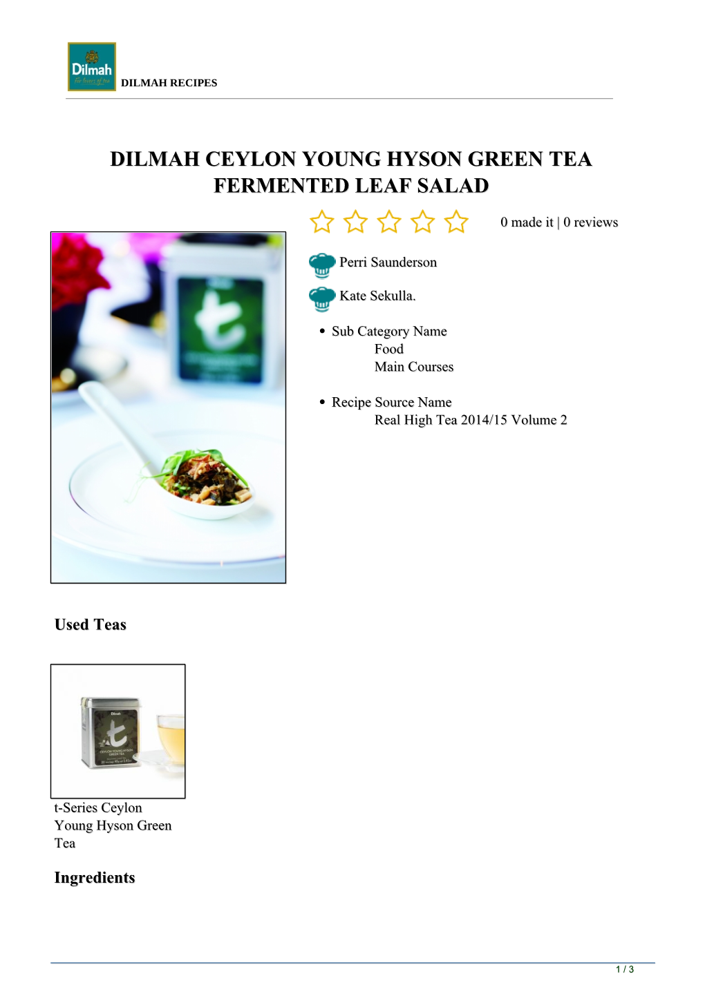 Dilmah Ceylon Young Hyson Green Tea Fermented Leaf Salad