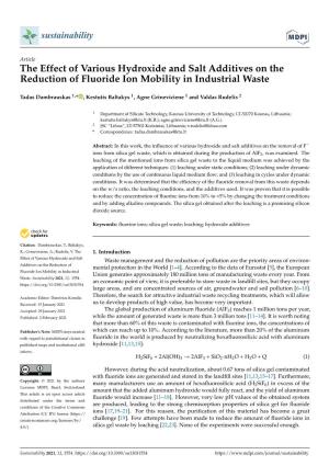 The Effect of Various Hydroxide and Salt Additives on the Reduction of Fluoride Ion Mobility in Industrial Waste