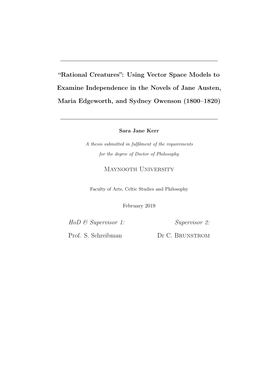 “Rational Creatures”: Using Vector Space Models to Examine Independence in the Novels of Jane Austen, Maria Edgeworth, and Sydney Owenson (1800–1820)