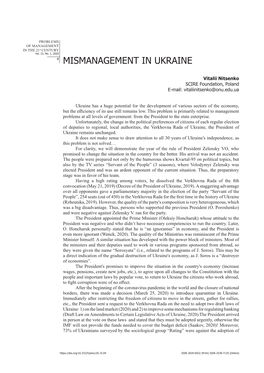 Mismanagement in Ukraine