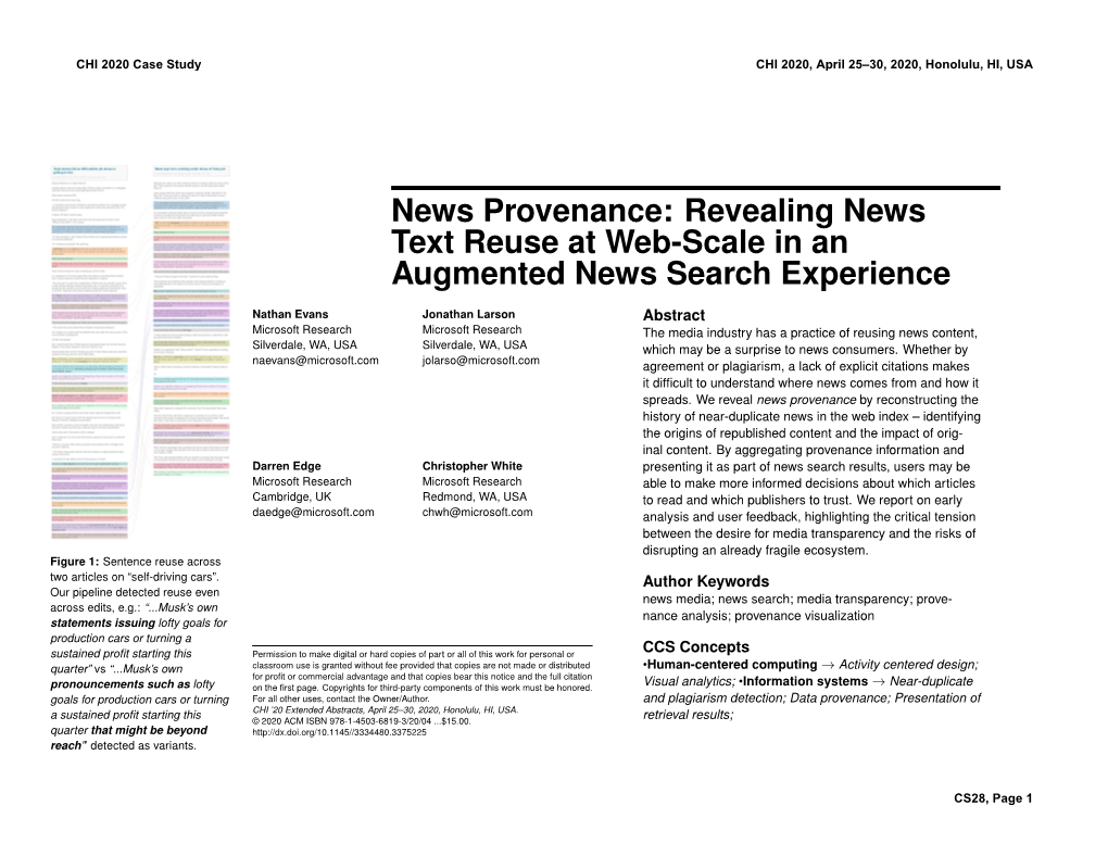News Provenance: Revealing News Text Reuse at Web-Scale in an Augmented News Search Experience
