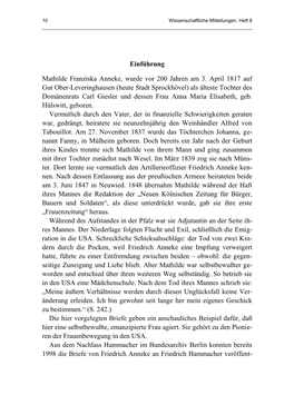 Erhard Kiehnbaum Mathilde Franziska Anneke Wissenschaftliche Mitteilungen. Heft 8