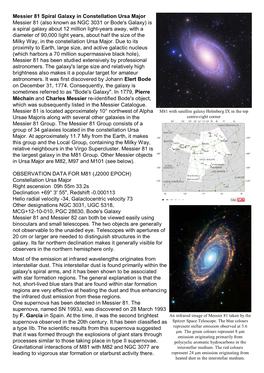 Messier 81 Spiral Galaxy in Constellation Ursa Major Messier