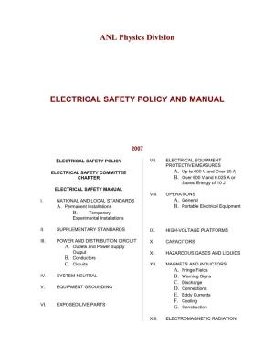 ANL Physics Division ELECTRICAL SAFETY POLICY and MANUAL