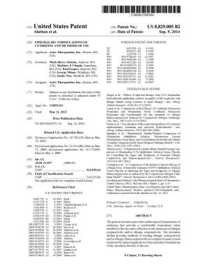 (12) United States Patent (10) Patent No.: US 8,829,005 B2 Abelson Et Al
