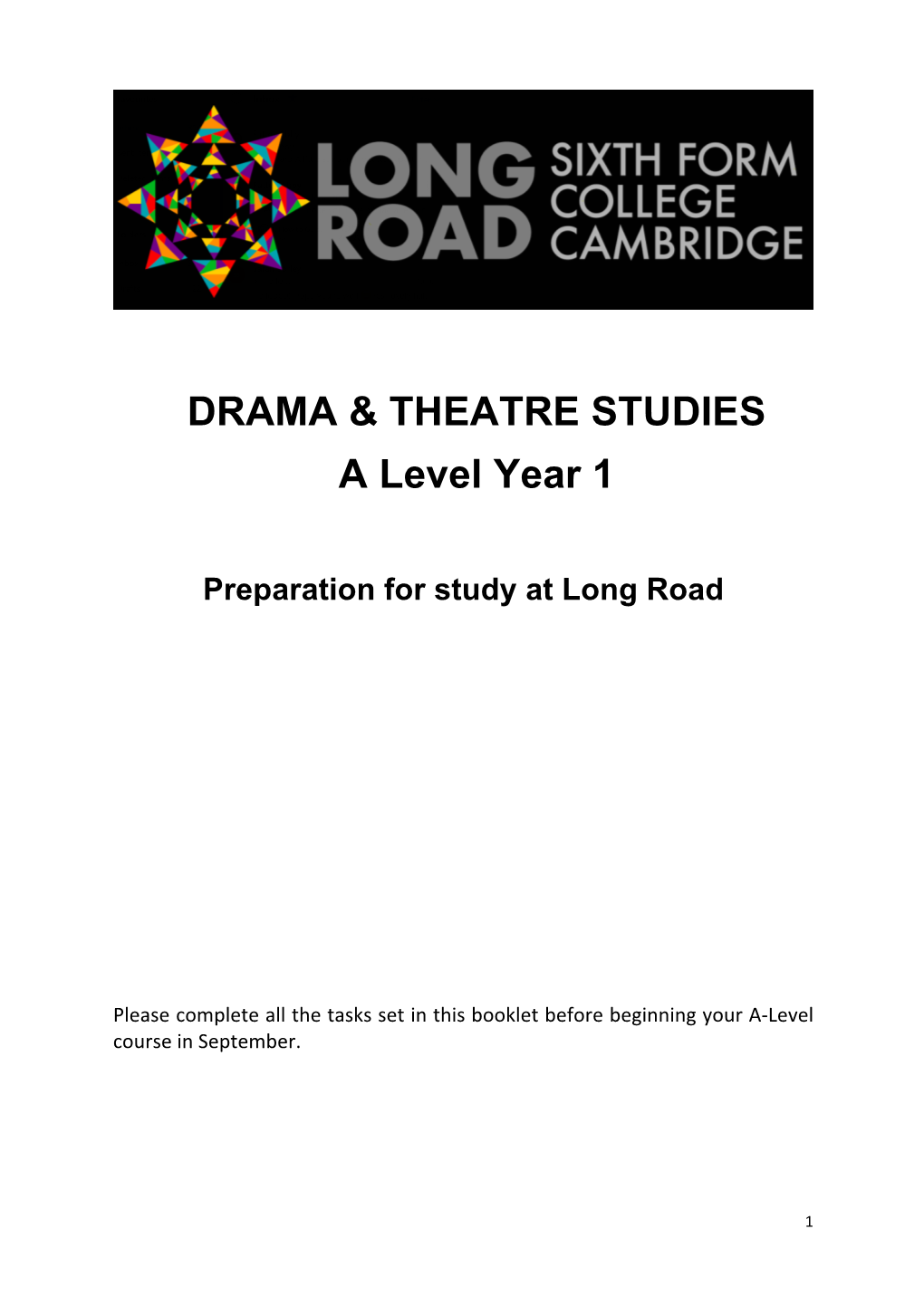 DRAMA & THEATRE STUDIES a Level Year 1