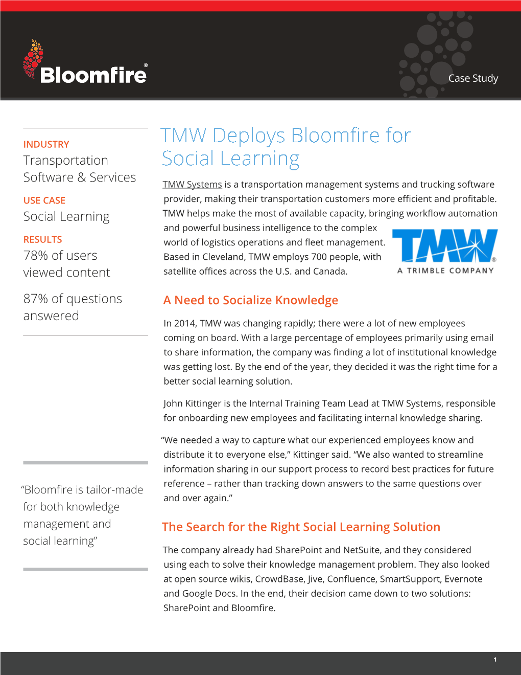 TMW Deploys Bloomfire for Social Learning