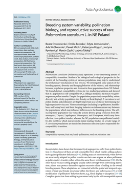 Breeding System Variability, Pollination Biology, and Reproductive Success