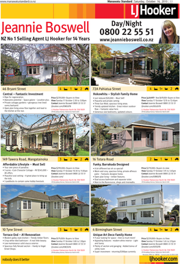 Jeannie Boswell 0800 22 55 51 NZ No 1 Selling Agent LJ Hooker for 14 Years