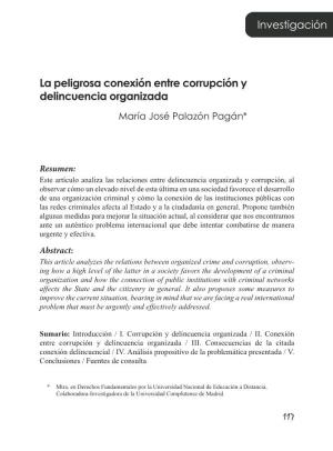 La Peligrosa Conexión Entre Corrupción Y Delincuencia Organizada María José Palazón Pagán*