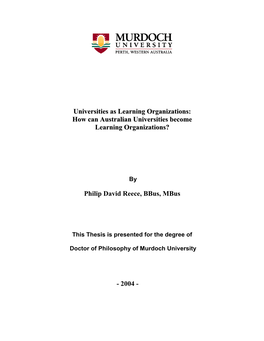 How Can Australian Universities Become Learning Organizations?