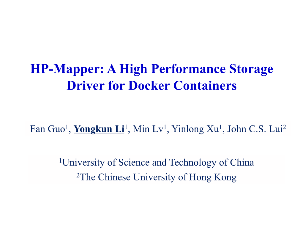 HP-Mapper: a High Performance Storage Driver for Docker Containers