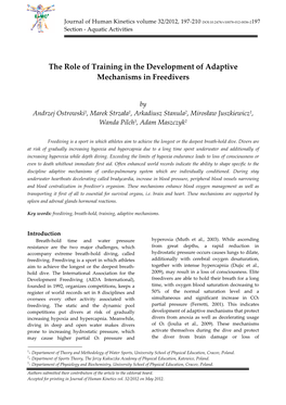 The Role of Training in the Development of Adaptive Mechanisms in Freedivers