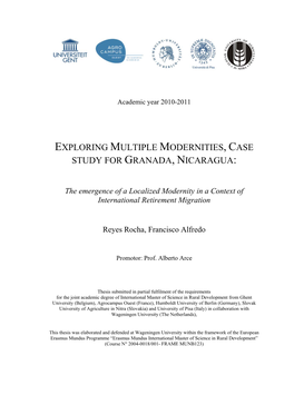Exploring Multiple Modernities, Case Study for Granada, Nicaragua
