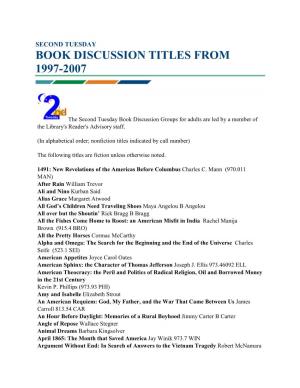 Book Discussion Titles from 1997-2007