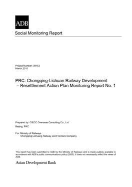 Social Monitoring Report PRC: Chongqing-Lichuan Railway