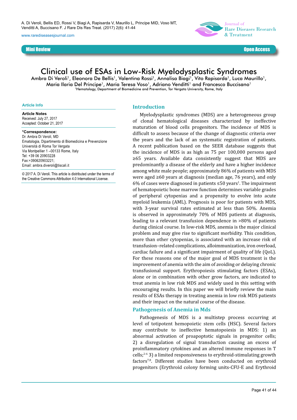 Clinical Use of Esas in Low-Risk Myelodysplastic Syndromes