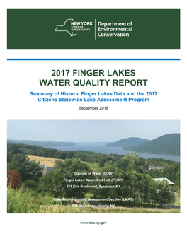 2017 FINGER LAKES WATER QUALITY REPORT Summary of Historic Finger Lakes Data and the 2017 Citizens Statewide Lake Assessment Program