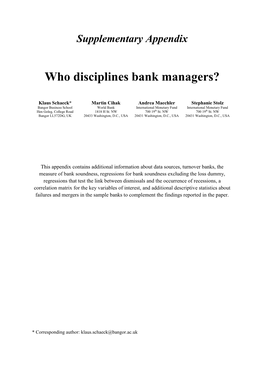Who Disciplines Bank Managers?