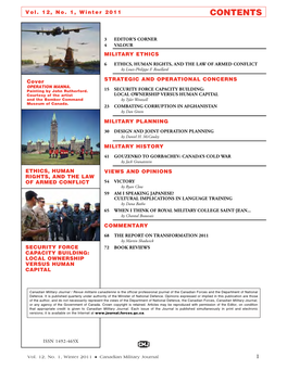 Canadian Military Journal / Revue Militaire Canadienne Is the Official Professional Journal of the Canadian Forces and the Department of National Defence