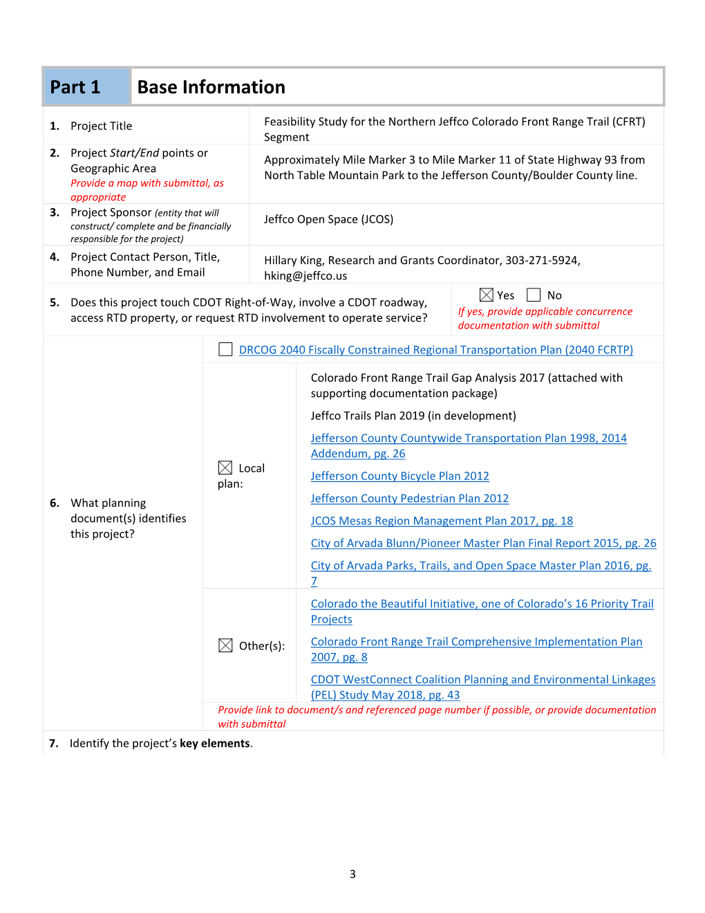 Feasibility Study for Northern Jeffco Colorado Front Range