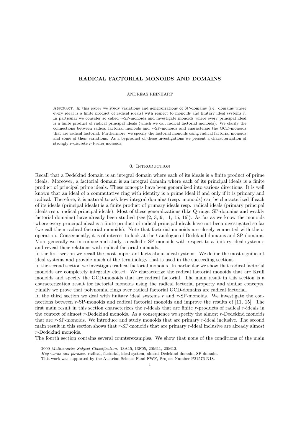 Radical Factorial Monoids and Domains