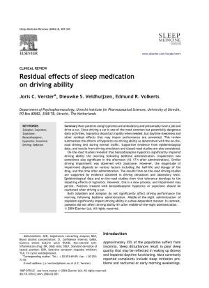 Residual Effects of Sleep Medication on Driving Ability