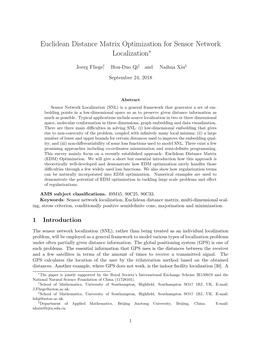 Euclidean Distance Matrix Optimization for Sensor Network Localization∗