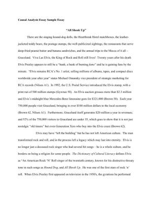 Causal Analysis Essay Sample Essay “All Shook Up” There Are The