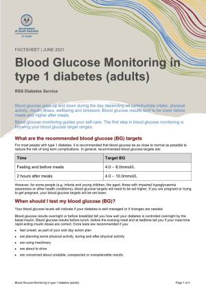 Blood Glucose Monitoring in Type 1 Diabetes (Adults)