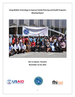 Using Mobile Technology to Improve Family Planning and Health Programs Meeting Report