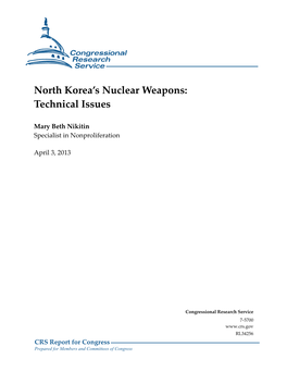 North Korea's Nuclear Weapons: Technical Issues