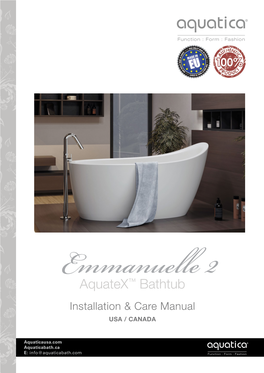 Aquatex™ Bathtub 2 Installation & Care Manual USA / CANADA