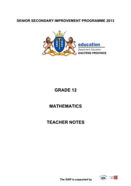 Grade 12 Mathematics Teacher Notes
