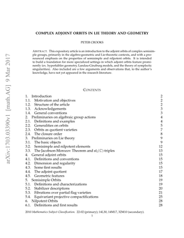 Complex Adjoint Orbits in Lie Theory and Geometry