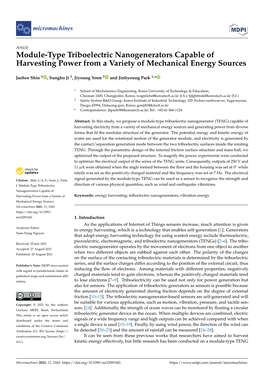 Module-Type Triboelectric Nanogenerators Capable of Harvesting Power from a Variety of Mechanical Energy Sources