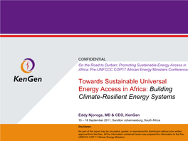 Sustainable Access to Energy in Africa