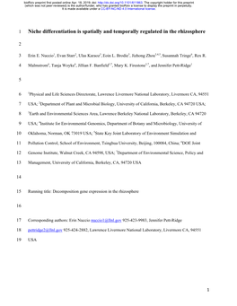 Niche Differentiation Is Spatially and Temporally Regulated in the Rhizosphere