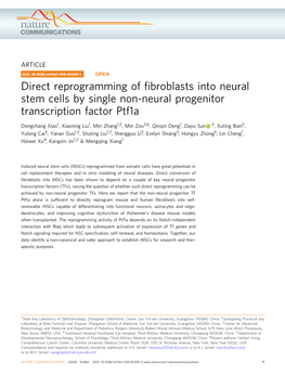 Direct Reprogramming of Fibroblasts Into Neural Stem Cells by Single Non