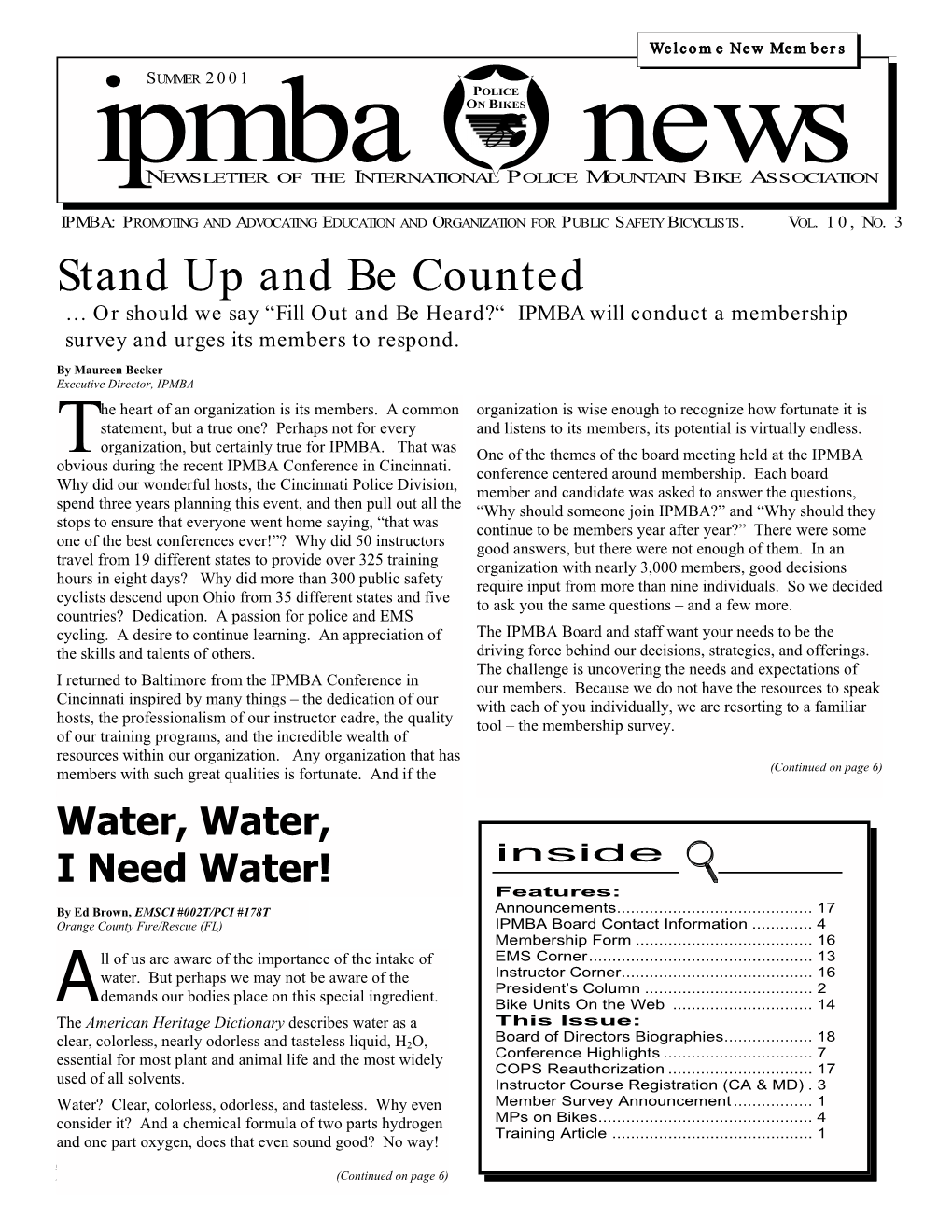 IPMBA News Vol. 10 No. 3 Summer 2001