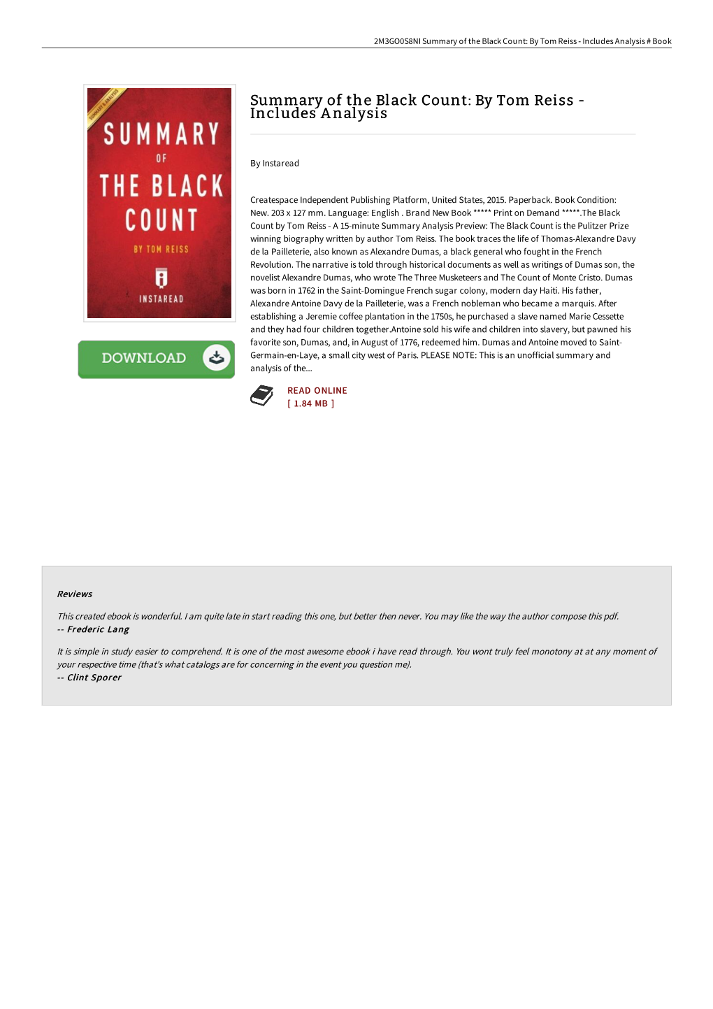 Kindle » Summary of the Black Count: by Tom Reiss