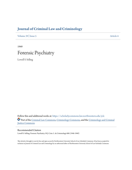Forensic Psychiatry Lowell S
